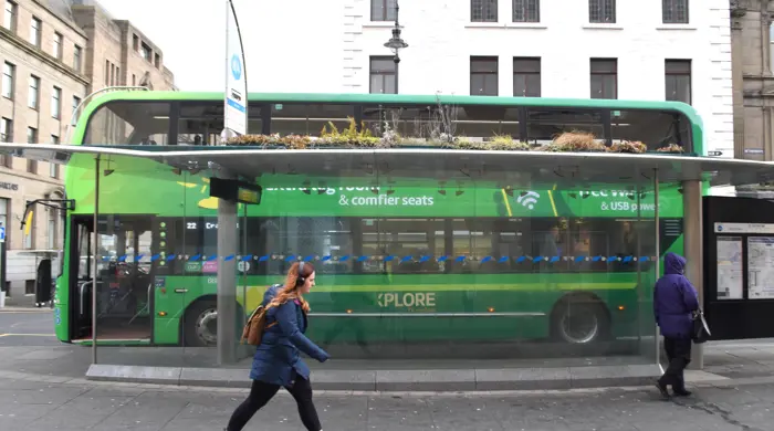 Emerald Bus At A Dundee City Centre Bus Stop