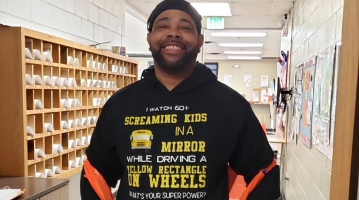 Durham School Services driver Anthony Lewis receives esteemed District 300 Blue Ribbon Society Award