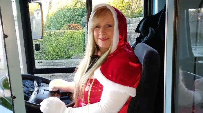 Mrs Claus Driving Santa Bus
