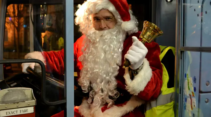 Santa Behind The Wheel Of An Xplore Dundee Bus