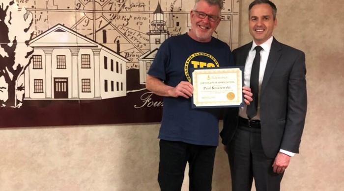 Petermann Bus driver Paul Kraszewski recognized for excellent service by the City of Tallmadge, Ohio