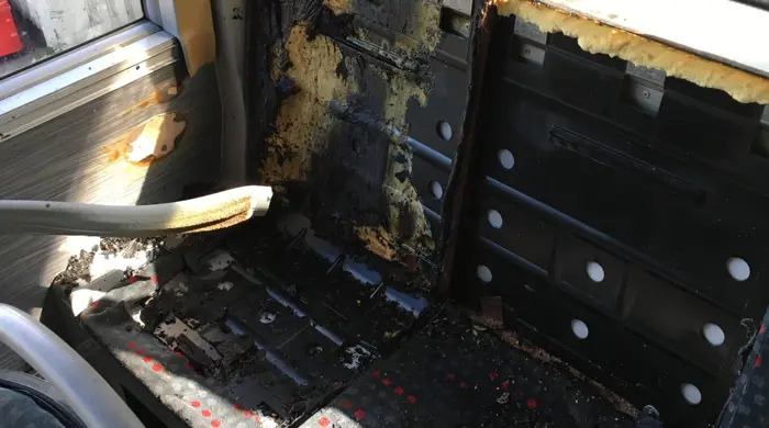 Fire Damage On The 11A Bus In May