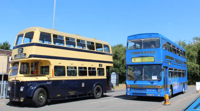 3225 Bct Daimler And 2957 Blue And Gold Timesaver Metrobus